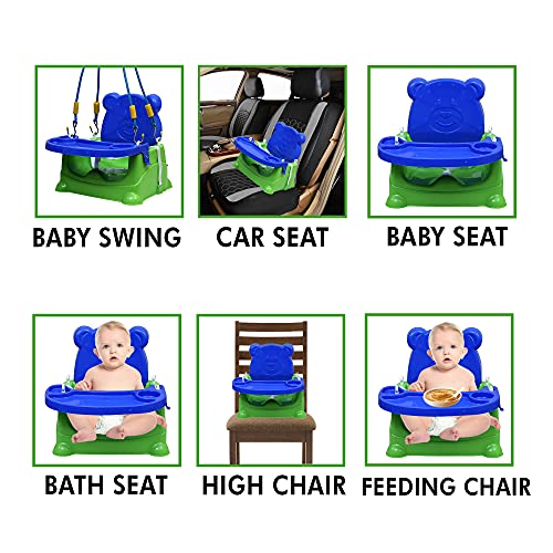 Goyal's 6-in-1 Baby Booster Seat Cum Swing with Feeding Tray - Green Blue - Image 2