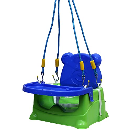 Goyal's 6-in-1 Baby Booster Seat Cum Swing with Feeding Tray - Green Blue - Image 5