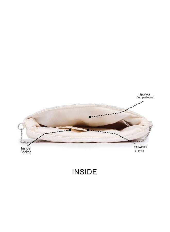 ASTRID Women's White Pearl Beaded Party Sling Bag (White) - Image 5