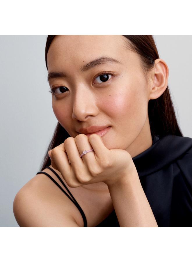 باندورا خاتم فضة استرليني بتصميم قلب وكريستال وردي مع مينا لامع - Image 3