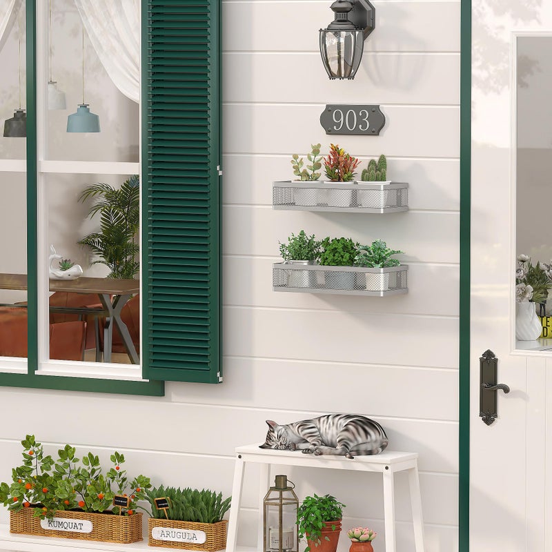 PUSDON Metal Wall Hanging Basket 2 Packs DIY Suitable for Multiple Scenes - Middle Silver Grey Netting - Image 3