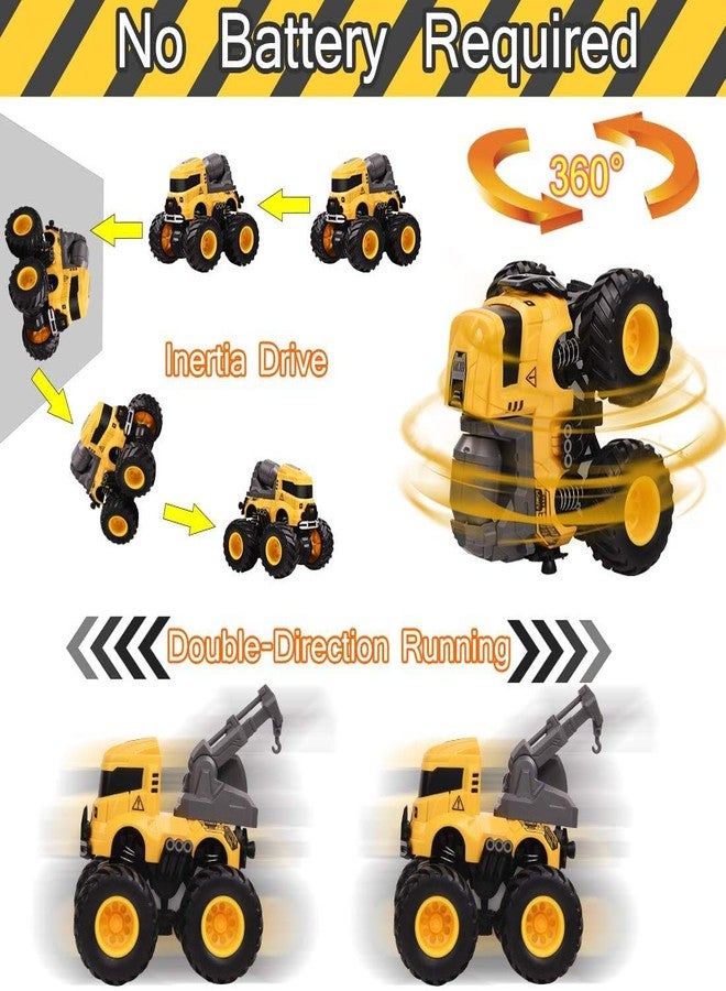 LONANDY Construction Truck Toys, Push and Go Toy Trucks for Toddlers Kids Age 3-8, 4 Pack Friction Powered Car Toys Include Crane Mixer Excavator Dump Truck Best Christmas Birthday Gift for Boys Girls - Image 3