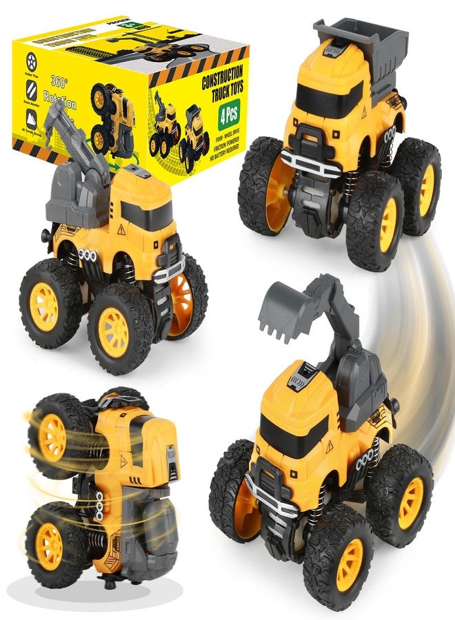 LONANDY Construction Truck Toys, Push and Go Toy Trucks for Toddlers Kids Age 3-8, 4 Pack Friction Powered Car Toys Include Crane Mixer Excavator Dump Truck Best Christmas Birthday Gift for Boys Girls - Image 1