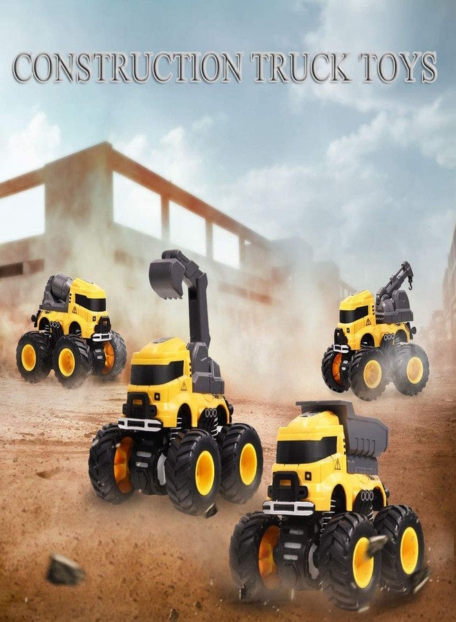 LONANDY Construction Truck Toys, Push and Go Toy Trucks for Toddlers Kids Age 3-8, 4 Pack Friction Powered Car Toys Include Crane Mixer Excavator Dump Truck Best Christmas Birthday Gift for Boys Girls - Image 5