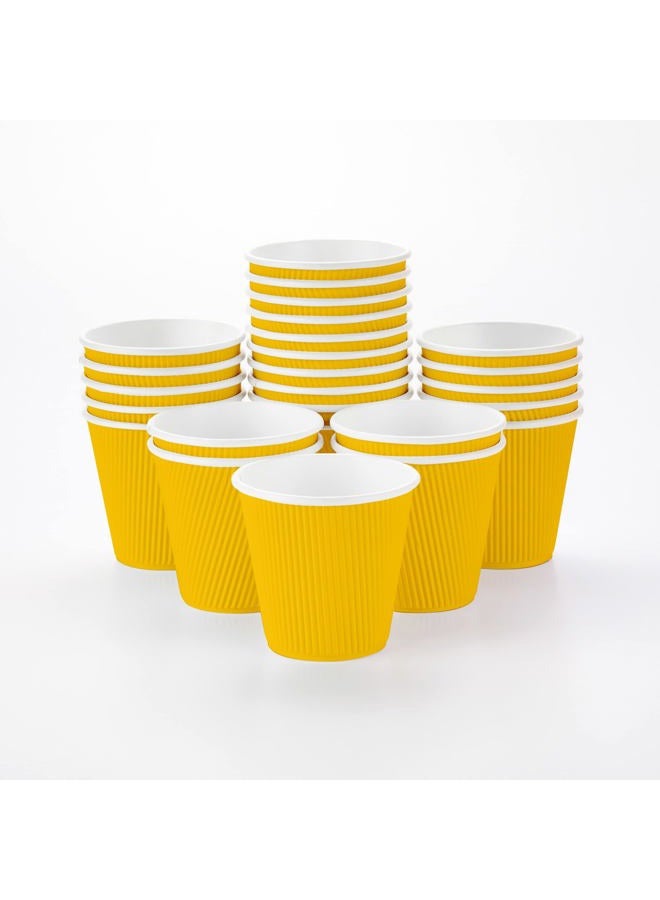 Restaurantware Ripple Wall Coffee Cups 500 Count 8 Ounce Insulated Yellow Paper Cups, Rolled Rim Spill-Resistant Disposable Paper Non-Slip for Coffee, Beverages - Image 1