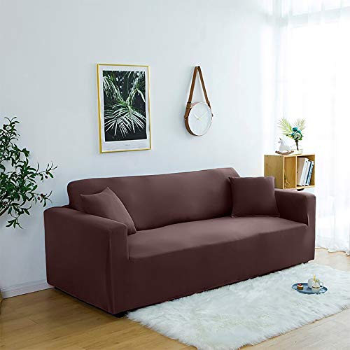LUXTON HOME Universal Elastic Sofa Cover Stretchable Slipcover for Any Type of Sofa | Spandex Jacquard Fabric | Easy Installation & Washable | Living Room,Office (Chocolate Brown, Three Seater) - Image 2
