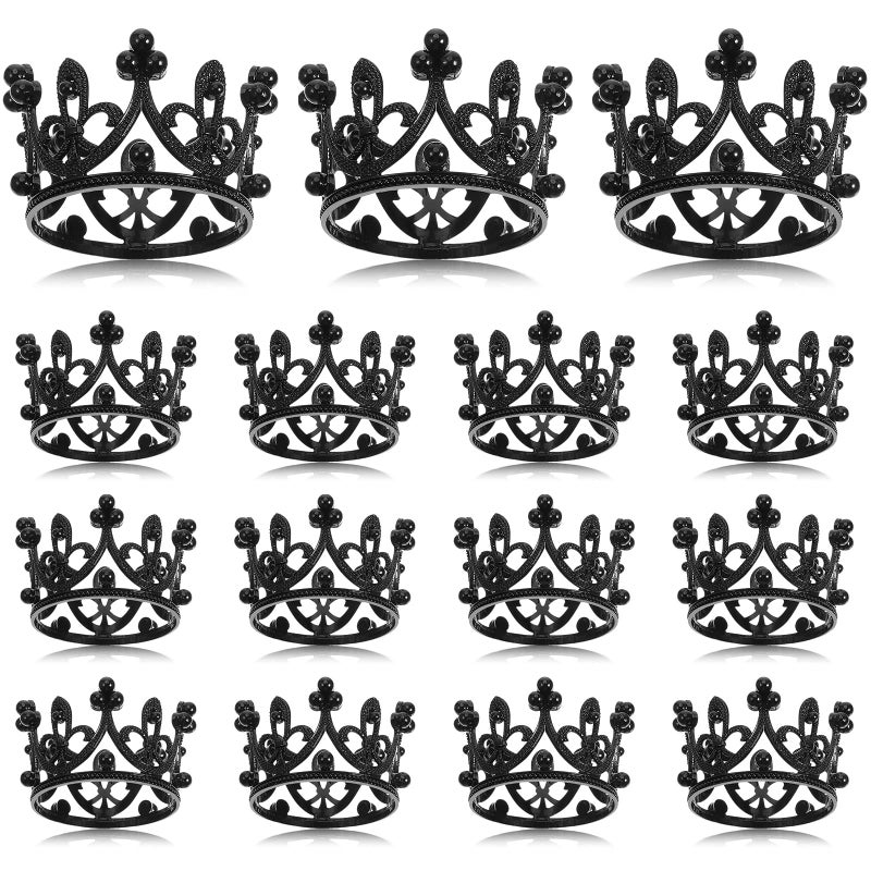 Fabbay 15 Pieces Crown Cake Topper Mini Crowns for Flower Bouquet Princess Cupcake Toppers Tiara Cupcake Decor for Women Lady Birthday Bridal Wedding Royal Themed Party Decorations(Elegant Style) - Image 1