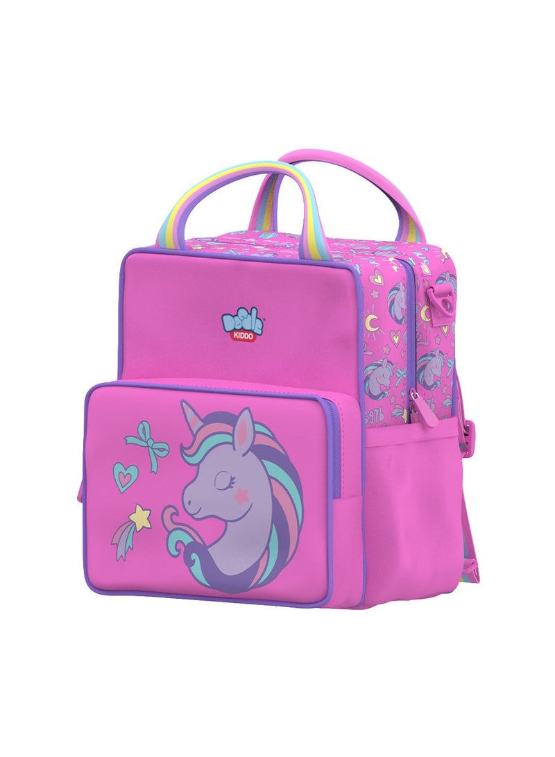 Doodle Kiddo Unicorn Lunch Bag Backpack for Kids, Pink | Insulated & Durable | Perfect for School & Travel  - Image 1
