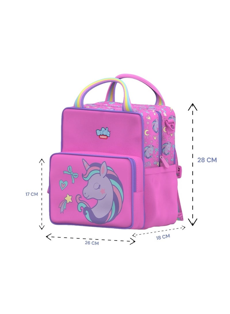 Doodle Kiddo Unicorn Lunch Bag Backpack for Kids, Pink | Insulated & Durable | Perfect for School & Travel  - Image 2