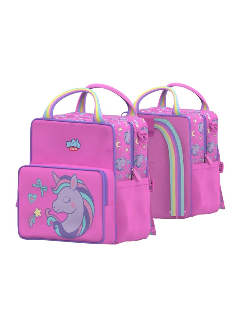 Doodle Kiddo Unicorn Lunch Bag Backpack for Kids, Pink | Insulated & Durable | Perfect for School & Travel  - Image 3