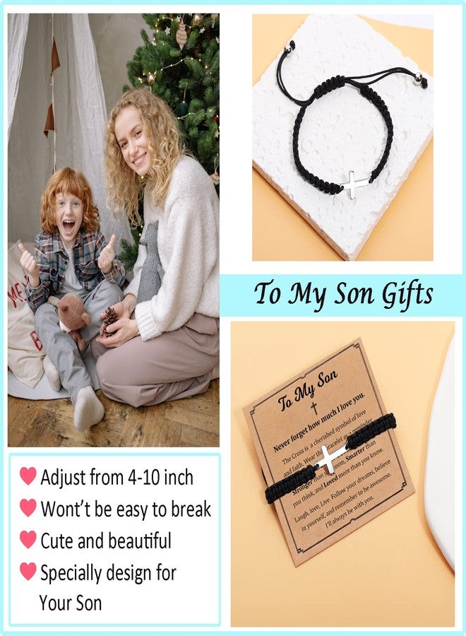 Korotho To My Son Bracelet Son Gifts from Mom Dad, Cross Bracelet Gift for Sons Confirmation Easter Graduation Christmas Gifts Birthday Gift for 15 16 18 Year Old Men from Mother Father - Image 2
