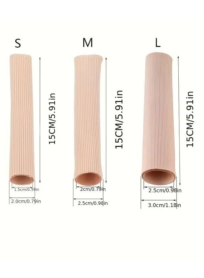 15cm Silicone Tube Toe Gel Protection Covering Finger And Toe Fabric Gel Bandage Corns For Blisters, Calluses, Pain Relief Upholstered Insole Cut-out Toe Tube Sleeve Made Of Elastic Fabric Lined Silicone Toe Sleeve Protector To Relieve Toe Pain - Image 1