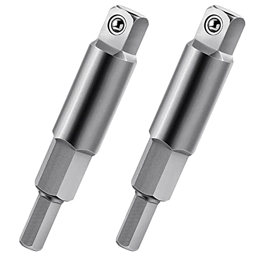 ANCIRS 2 Pack 3/16 to 5/16 Service Wrench Hex Key Adapter, Ratchet Wrench Hexagon Bit Adapter Kit, HVAC Valve Opener for Air Conditioning Refrigeration Equipment Repair-Silver Finish - Image 1