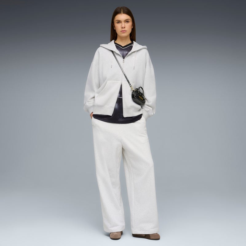 PUMA Essentials Oversized Full-Zip Fleece Womens White Hoodie - Image 3