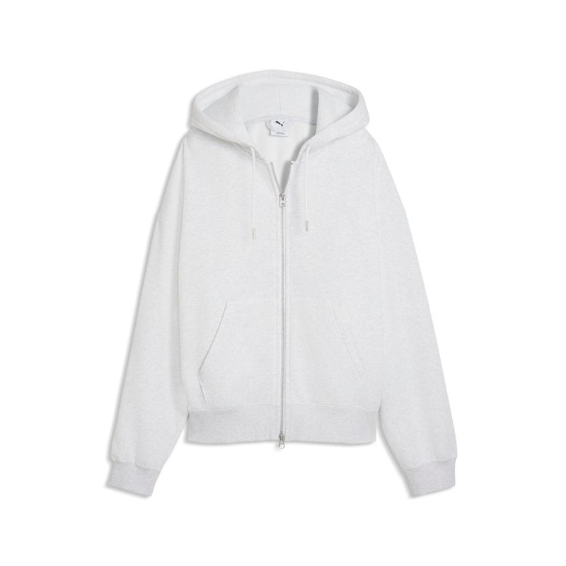 PUMA Essentials Oversized Full-Zip Fleece Womens White Hoodie - Image 4
