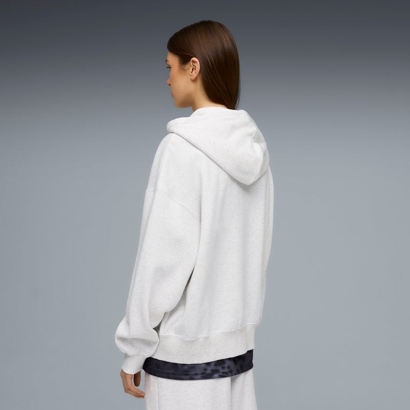 PUMA Essentials Oversized Full-Zip Fleece Womens White Hoodie - Image 2