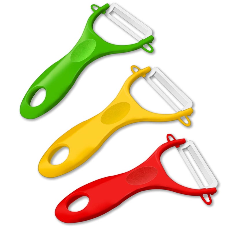 Vegetables Peeler Advanced Ceramic Peeler Plastic HandelSharp Rust Prevention Set of 3