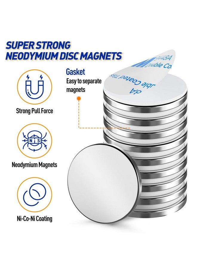 جرتارد مجموعة من 20 قطعة من مغناطيسات النيوديميوم شديدة التحمل من المعادن النادرة، مغناطيسات أقراص نيوديميوم فائقة القوة مع لاصق مزدوج الجوانب للاستخدام المنزلي والبناء والثلاجة والحرف اليدوية والمكتب - عمق 1.18 بوصة × ارتفاع 0.12 بوصة - Image 3