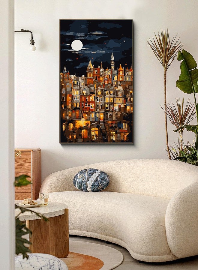 PRASIO Paint by Numbers Kit for Adults Beginner, Moonlight House Adult Paint by Number Kits, DIY Acrylic Paint by Numbers Kit for Adults Canvas for Home Decor Gift 16x20 Inch - Image 2
