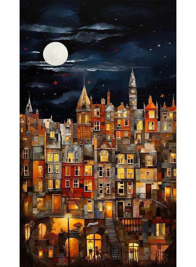 PRASIO Paint by Numbers Kit for Adults Beginner, Moonlight House Adult Paint by Number Kits, DIY Acrylic Paint by Numbers Kit for Adults Canvas for Home Decor Gift 16x20 Inch - Image 1