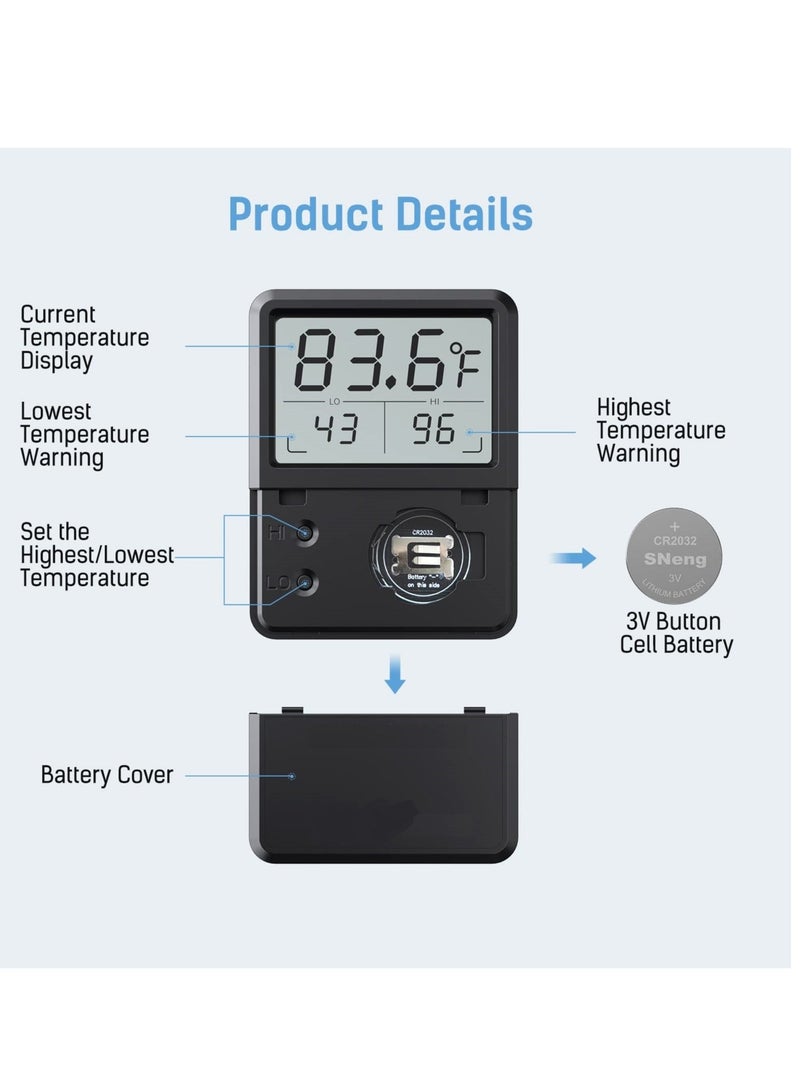 Generic Aquarium Thermometer 5S Refresh Speed Touch Screen Fish Tank Accurate Temperature Sensor Large LCD Touch Screen Energy Saving and Easy to Use - Image 2