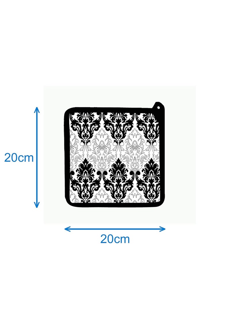 AIRWILL Airwill Cotton Designer Pattern Heat Resistant Kitchen Linens 1 Oven Mitt 1 Pot Holder BlackWhite  - Image 3