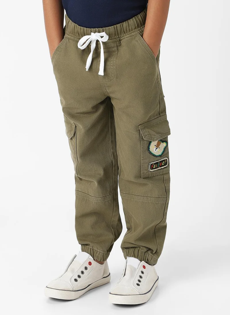 Nautinati Nautinati Boys Bear Patch Denim Cargo Style Joggers