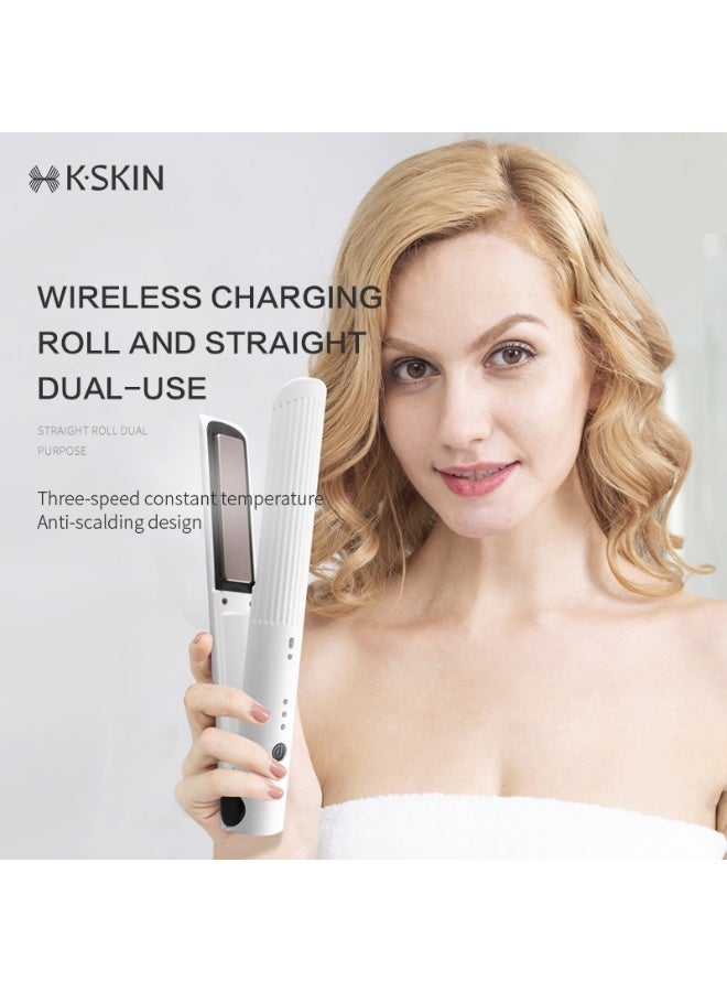 K.SKIN 2-in-1 Cordless Hair Straightener/Curler - 3D floating heating panel, 3 temperature settings, maximum temperature up to 200°C, USB charging for easy portability. - Image 2