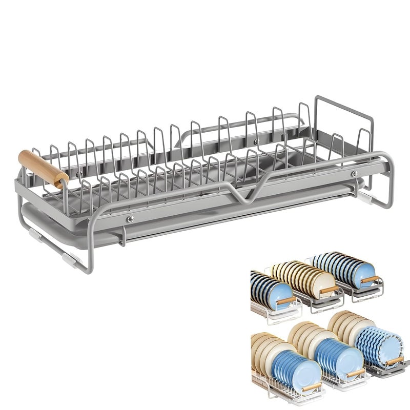 ESTAMINE Dish Drying Rack with Drainboard Slideable Dish Rack Organizer for Kitchen Pull Out Dish Drying Holder Strong LoadBearing Dish Drainer Organizer - Image 2