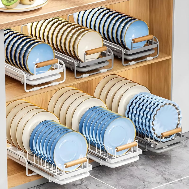 ESTAMINE Dish Drying Rack with Drainboard Slideable Dish Rack Organizer for Kitchen Pull Out Dish Drying Holder Strong LoadBearing Dish Drainer Organizer - Image 3