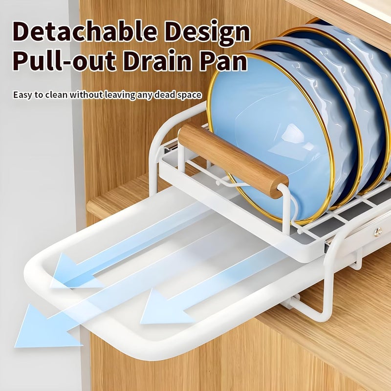 ESTAMINE Dish Drying Rack with Drainboard Slideable Dish Rack Organizer for Kitchen Pull Out Dish Drying Holder Strong LoadBearing Dish Drainer Organizer - Image 5