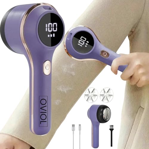OVIOL Fabric Shaver Lint Remover for Clothes Led Display 3 Speed Rechargeable Portable Type C 2000mah Battery Fabric Ball Shaver Electric Lint Remover for Clothes Furniture Extra Blade (Multicolor) - Image 1