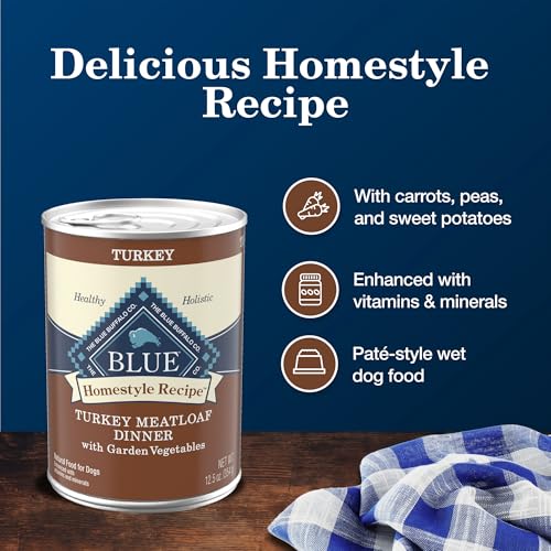 Blue Buffalo Homestyle Recipe Adult Wet Dog Food, Made with Natural Ingredients, Turkey Dinner With Garden Vegetables, 12.5-oz Can (Pack of 12) - Image 5