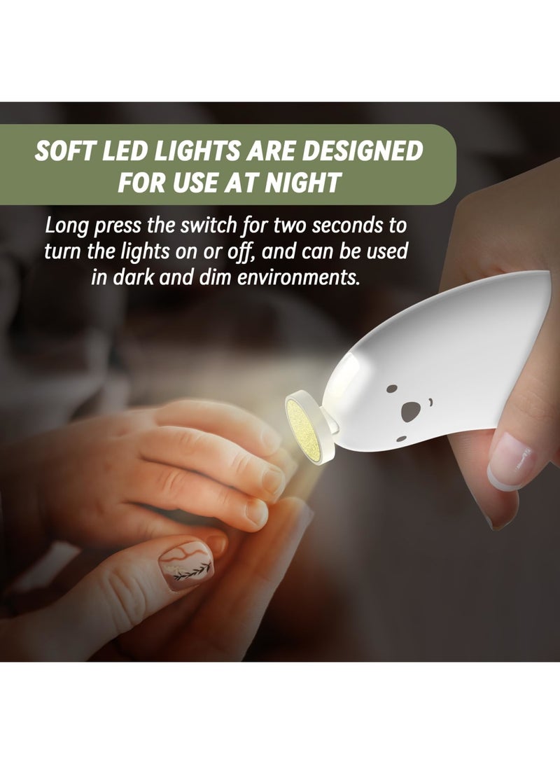 Barakah Baby Nail Trimmer Electric, Rechargeable Baby Nail Clippers with 6 Grinding Heads and LED Light, Safe Baby Nail File Set for Newborn Toddler Toes & Fingernails Polish, Trim Care, Ergonomic Grip - Image 4