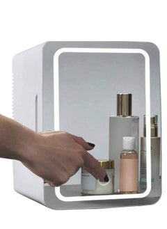 Generic 8 Liter Refrigerator with LED Light Mirror Portable Personal Mini Refrigerator Skin Care Refrigerator Beverage Refrigerator Suitable for Bedroom Office Car  - Image 1