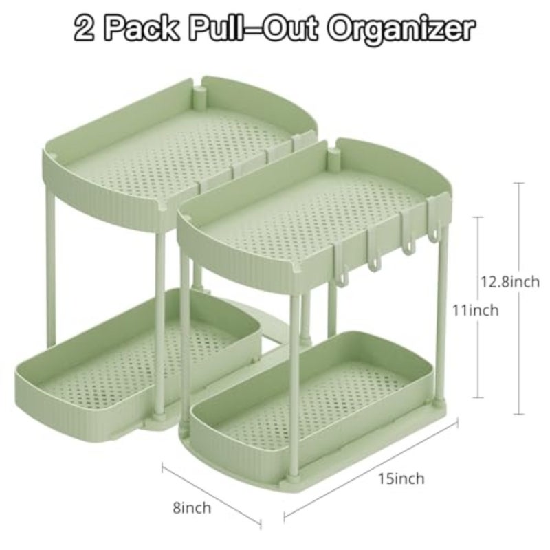 2 Pack Multi-Purpose Pull-Out Storage Organizers, Under Sk Organizers and Storage for Bathroom and Kitchen, Under Cabet Organizers and storage - Image 2