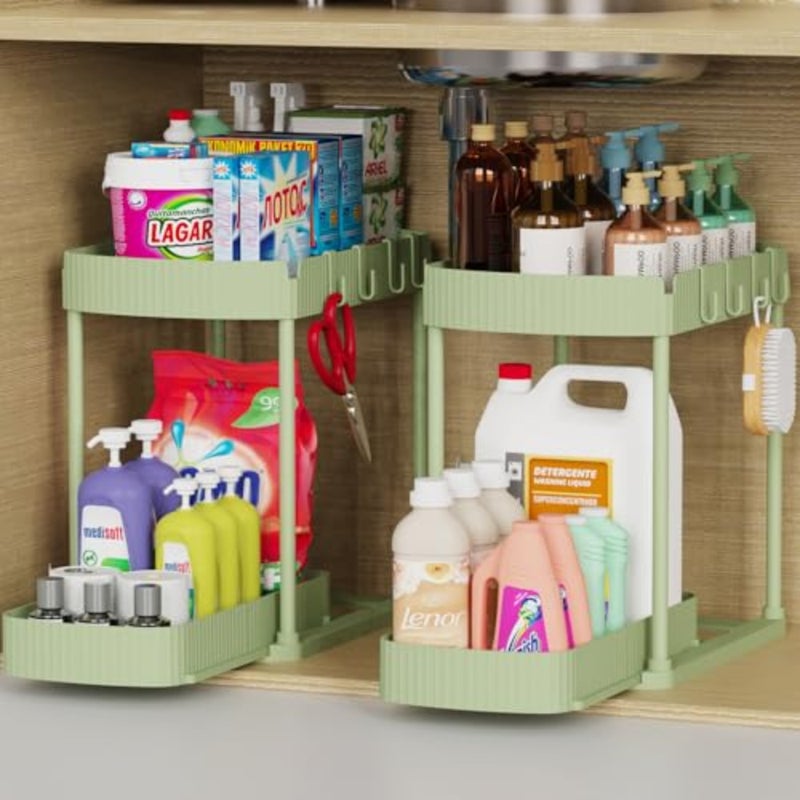 2 Pack Multi-Purpose Pull-Out Storage Organizers, Under Sk Organizers and Storage for Bathroom and Kitchen, Under Cabet Organizers and storage - Image 1