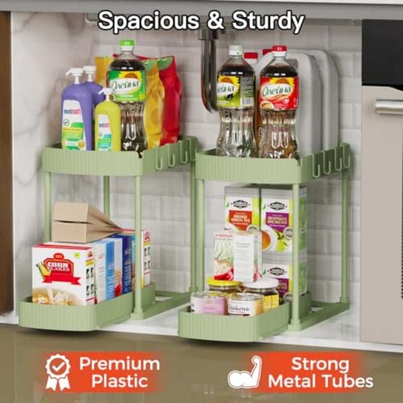 2 Pack Multi-Purpose Pull-Out Storage Organizers, Under Sk Organizers and Storage for Bathroom and Kitchen, Under Cabet Organizers and storage - Image 3