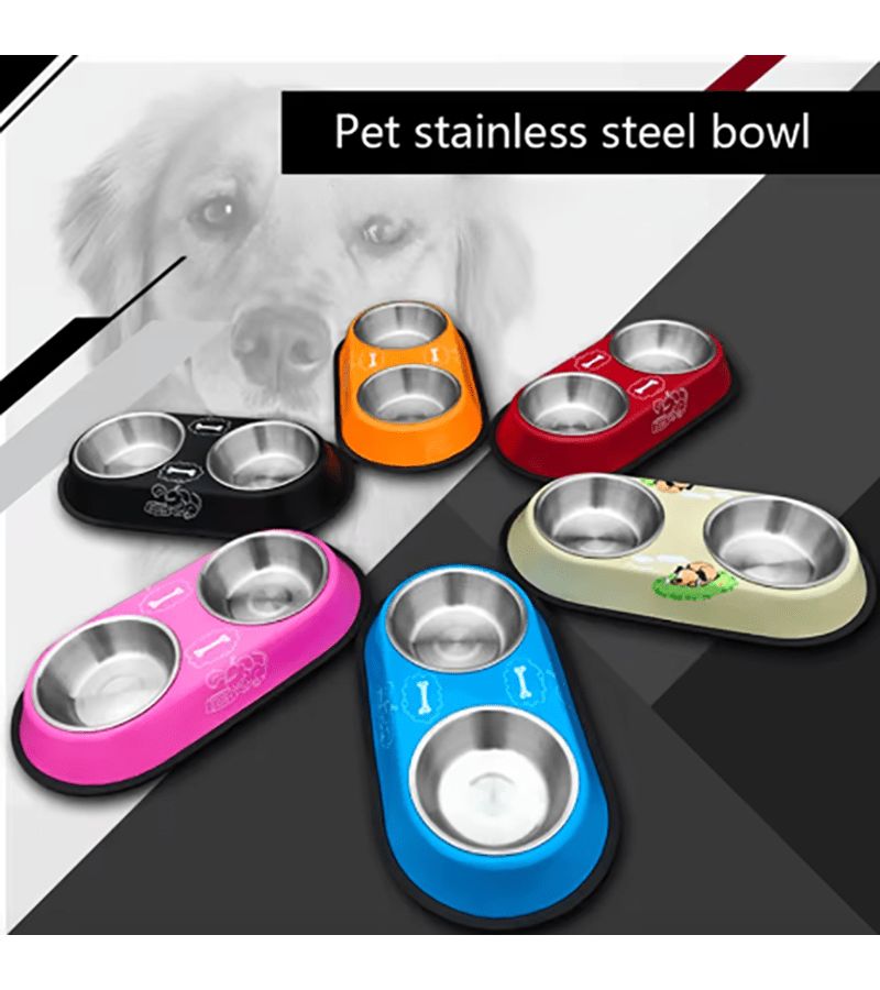 Ocean Blue Anti Slip Double Stainless Steel Pet Bowls Removable Food Water Feeder For Dogs Cats Easy Clean No Spill Small - Image 2