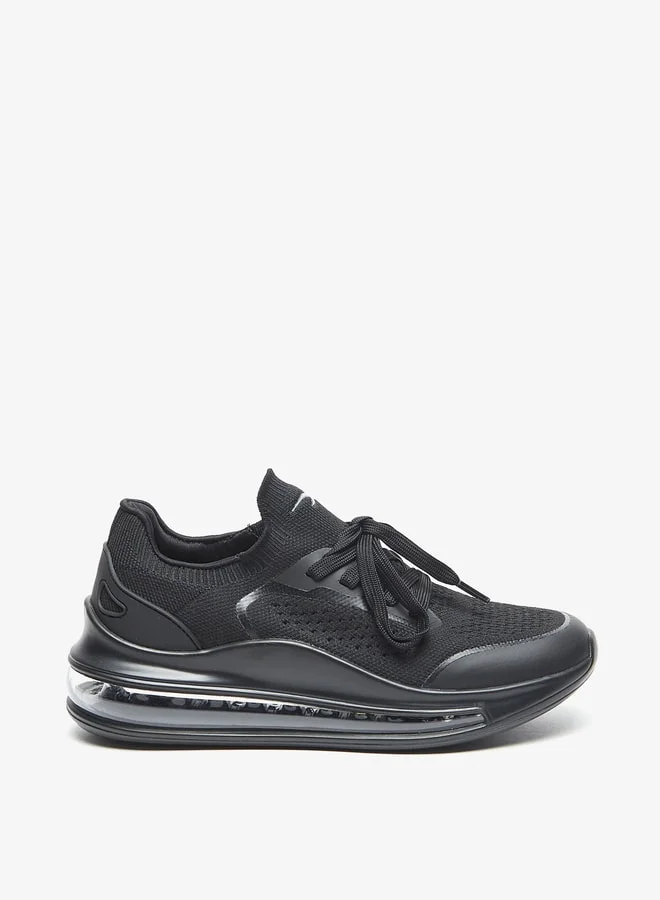 Dash Monotone Walking Shoes with Lace-Up Closure