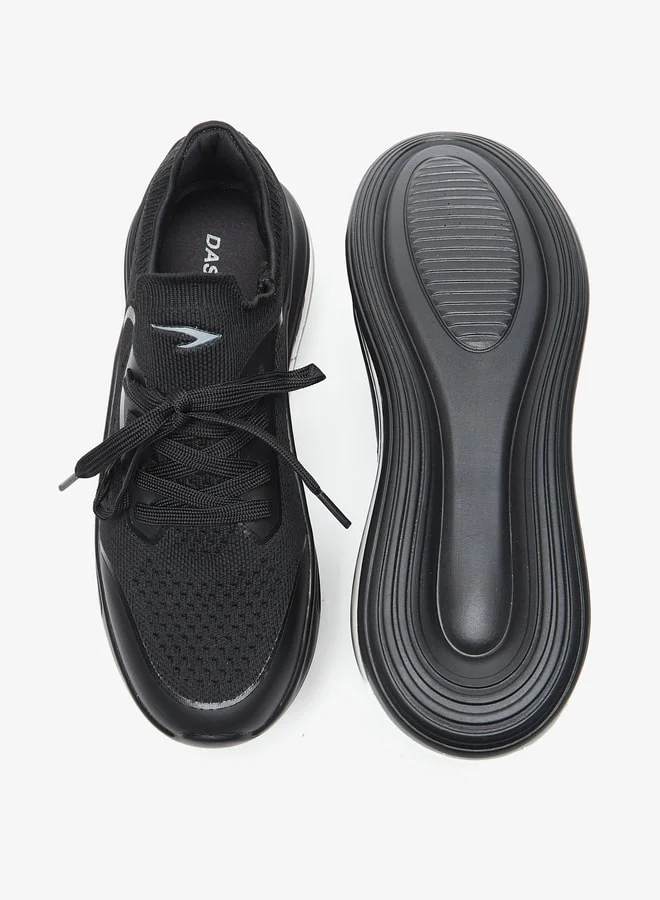 Dash Monotone Walking Shoes with Lace-Up Closure