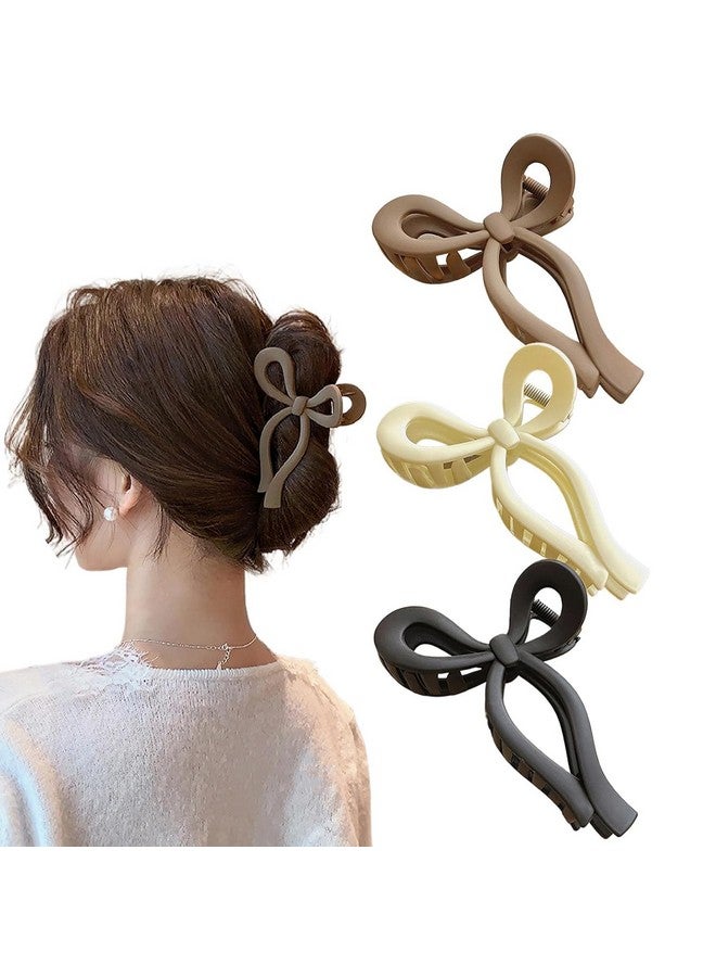 EPARTY 3 Pcs Bow Claw Clips Utmiga Elegant Butterfly Hair Clips Cute Large Crab Ponytail Accessories Acrylic Bowknot Hairpins Barrettes Headbands New Korean Bows Claws Matte Finish - Image 1