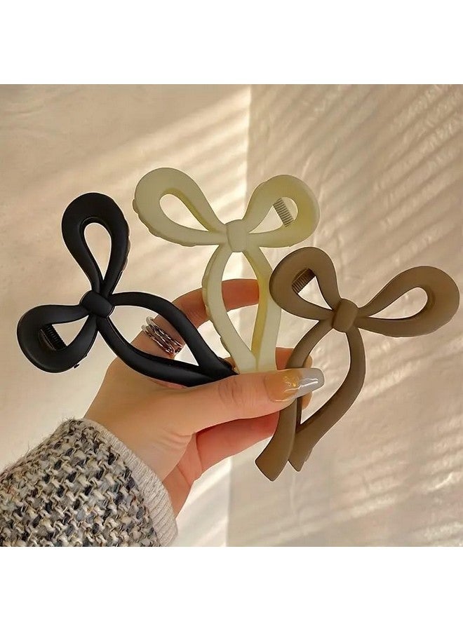 EPARTY 3 Pcs Bow Claw Clips Utmiga Elegant Butterfly Hair Clips Cute Large Crab Ponytail Accessories Acrylic Bowknot Hairpins Barrettes Headbands New Korean Bows Claws Matte Finish - Image 5