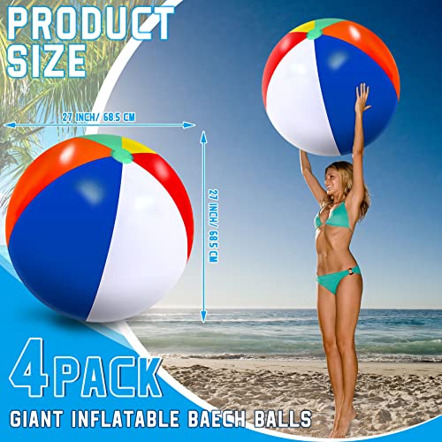 Supervitae 27 Inch Rainbow Beach Balls Giant Inflatable Large Pool Beach Balls Inflatable Swimming Pool Toys for Summer Water Games4 Pcs - Image 5