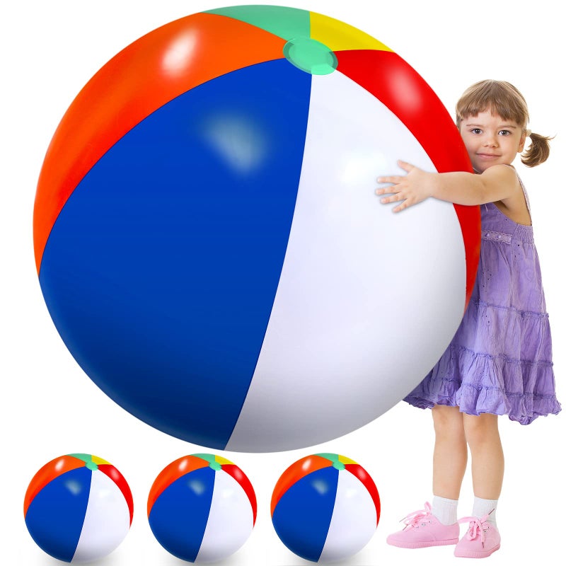 Supervitae 27 Inch Rainbow Beach Balls Giant Inflatable Large Pool Beach Balls Inflatable Swimming Pool Toys for Summer Water Games4 Pcs - Image 2