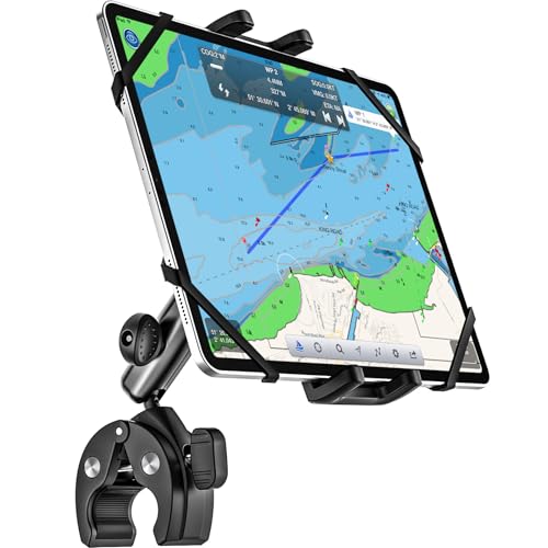 Dosvsi Boat Helm Tablet Mount Marine Rail Tablet Holder with Aluminum Arm 360 Adjustable Sailboat Pole Rod Handle Bar Clamp Mount for iPad Pro 13 129 11 Air Mini Galaxy Tab iPhone 413 Device - Image 1