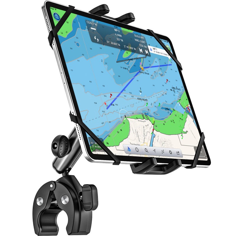 Dosvsi Boat Helm Tablet Mount Marine Rail Tablet Holder with Aluminum Arm 360 Adjustable Sailboat Pole Rod Handle Bar Clamp Mount for iPad Pro 13 129 11 Air Mini Galaxy Tab iPhone 413 Device - Image 2