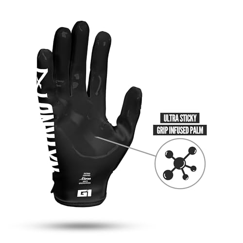 NXT NXTRND Nxtrnd G1 Pro Mens Football Gloves Adult Sticky Receiver Gloves Black Large - Image 3