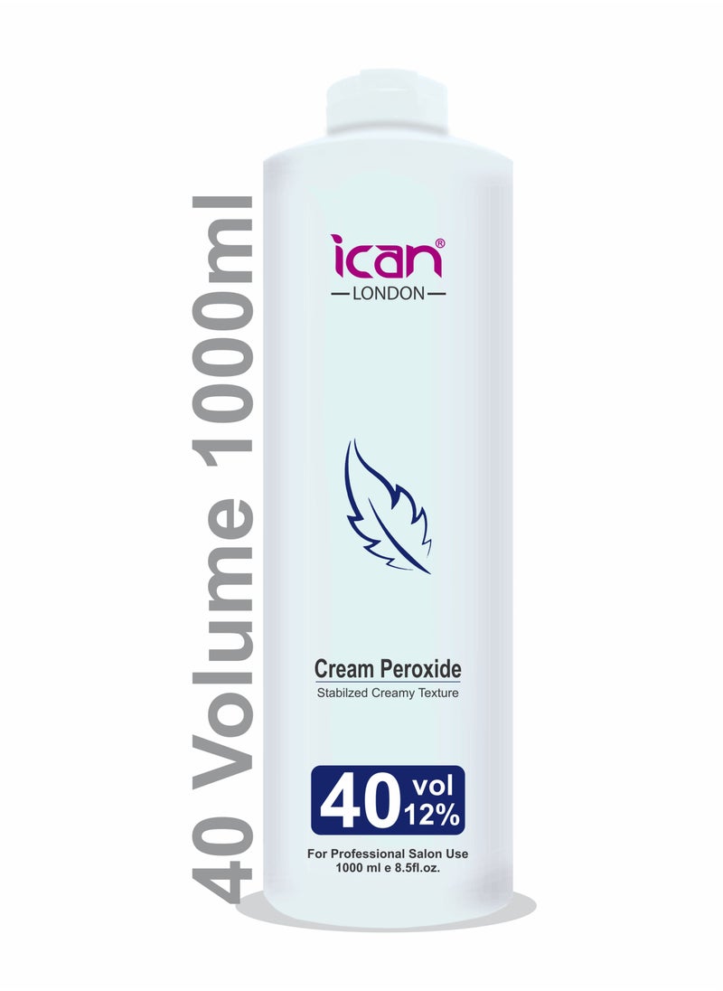 iCan London ICAN LONDON PROFESSIONAL CREAM PEROXIDE 40 VOLUME 12% 1000 ML (1 LITRE)  - Image 1
