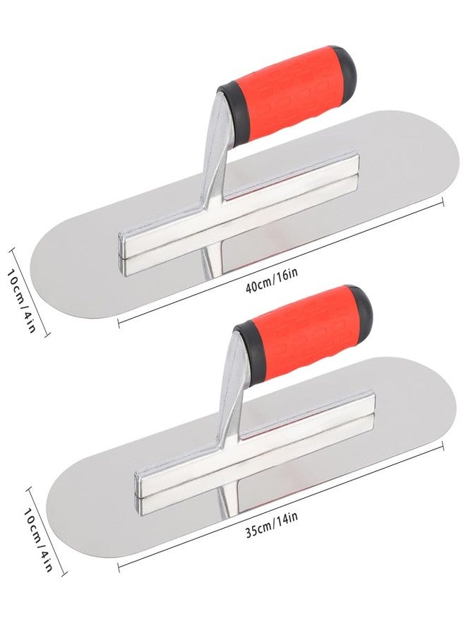 ESreake 2Pcs Pool Trowel Set Stainless Steel Concrete Tools, Large Size Includes 16'' x 4'', 14'' x 4'' Masonry Hand Tool with Soft Grip Handle, Lightweight,Plastering Trowel for Drywall Plastering - Image 2